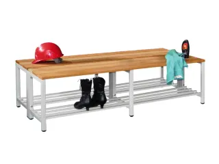 dubbele zitbank,LxD 1500x740mm,houten lijst beuken,onderstel RAL3000 - 1