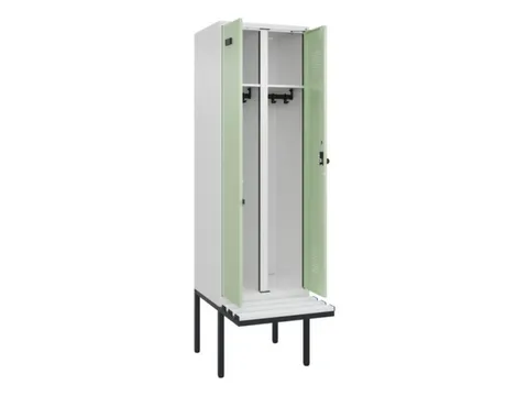 locker met bank,voor scheiding van kleding,HxBxD 2120x600x815mm,2vak
