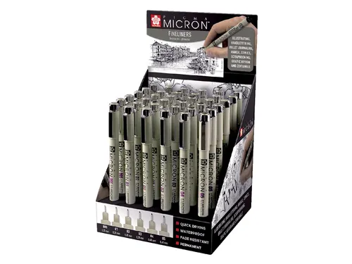 Fineliner Display Sakura Pigma Micron assorti zwart