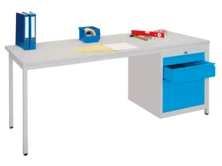 Werkplaatsbureau 1700x800x720mm 3laden Rechts Ral7035 Front Ral5012 - 1