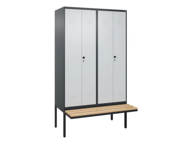 PBM-locker met bank,HxBxD 2120x1200x815mm,4vak,vak B 300mm