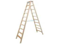 dubbele ladder,beide zijden,2x10treden,Stand H 1,75m,balk L 2,35m,hout