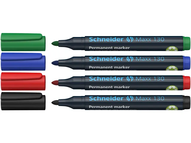 Permanent marker Schneider Maxx 130 rond 1-3mm assorti 4 stuks