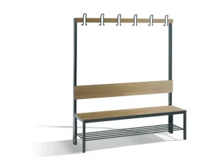 omkleedbank,HxLxD 1710x1500x407mm,HPL eiken-sereno,frame staal RAL7021 - 1