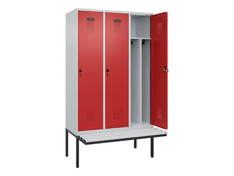 locker met bank,voor scheiding van kleding,HxBxD 2120x1200x815mm,3vak