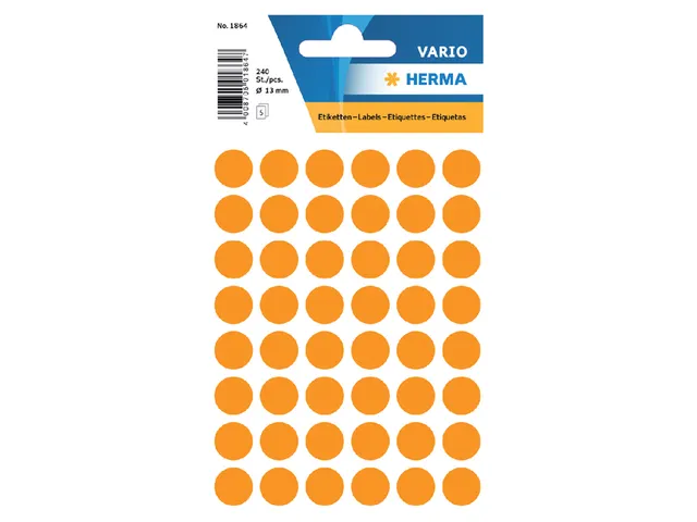 HERMA 1864 Multipurpose etiketten Rond 13mm Fluor Oranje 240 stuks