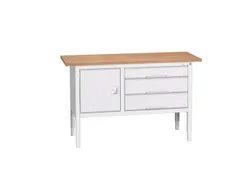 werkbank,HxBxD 830-930x1500x600mm,multiplexblad,uitrusting: 3laden