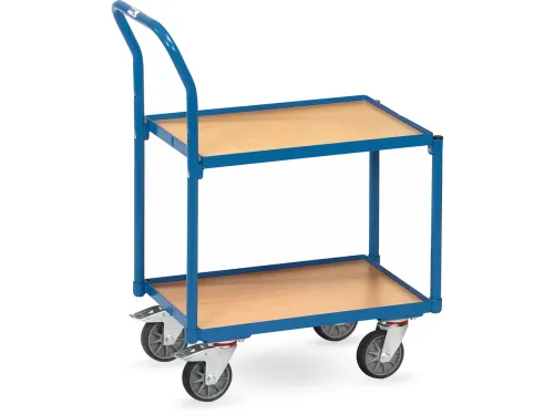 Rolplateau Met 2 Etages Hout 135400 250kg 600x400mm Duwbeugel Ral5007
