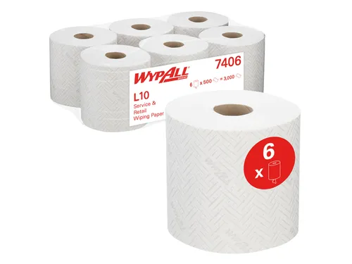 Poetsrol WypAll L10 1-laags 18,3cmx190m 500vel wit 7406
