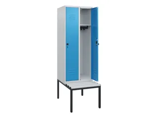 locker met bank,HxBxD 1950x600x815mm,2vak,vak B 300mm,draaigrendel - 2