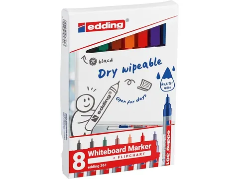 Viltstift edding 361 whiteboard rond 1mm assorti