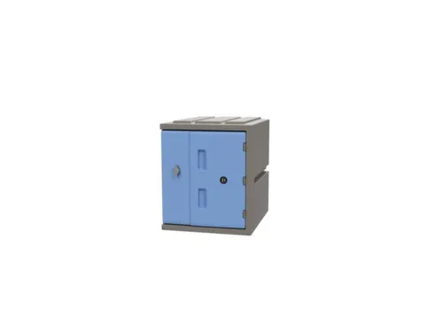 Kunststof locker,HxBxD 460x385x470mm,1vakken,draaigrendel,romp grijs