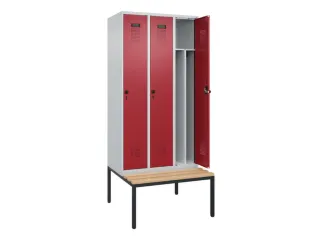 locker met bank,voor scheiding van kleding,HxBxD 2120x900x815mm,3vak - 1