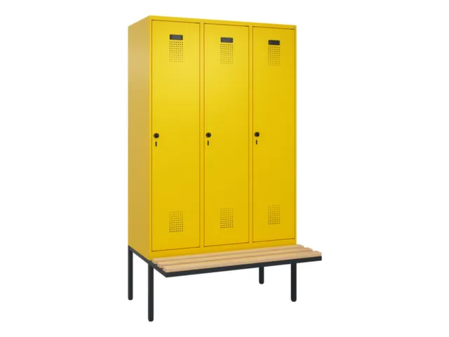 locker met bank,voor scheiding van kleding,HxBxD 2120x1200x815mm,3vak
