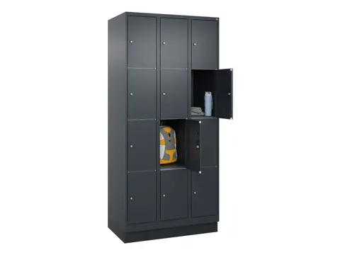 lockerkast,HxBxD 1950x900x500mm,3x4vakken,vak B 300mm,cil.-slot,sokkel