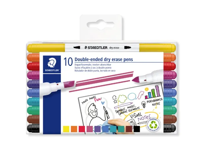 Marqueur tableau blanc Staedtler effaçable à sec double pointe set 1