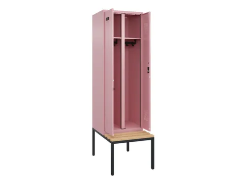 locker met bank,voor scheiding van kleding,HxBxD 2120x600x815mm,2vak