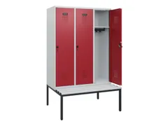 locker met bank,HxBxD 1950x1200x815mm,3vak,vak B 400mm,draaigrendel