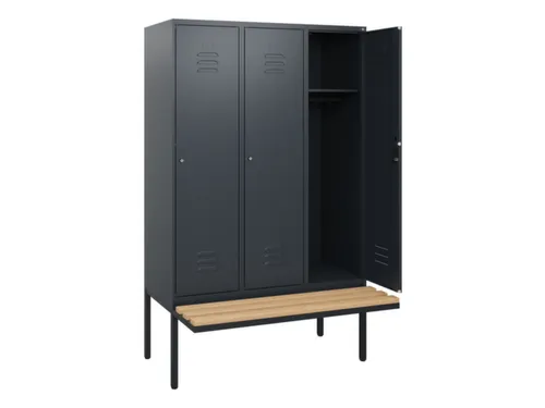 locker met bank,HxBxD 1950x1200x815mm,3vak,vak B 400mm,cil.-slot