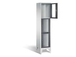 lockerkast 1850x420x500mm 1x3 vakken Cilinderslot Poten, RAL7021 - 1