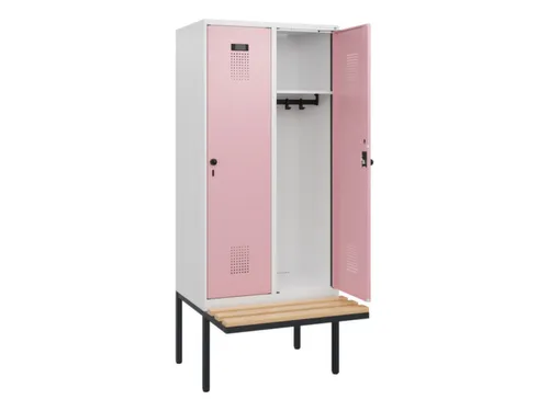 locker met bank,HxBxD 1950x800x815mm,2vak,vak B 400mm,draaigrendel