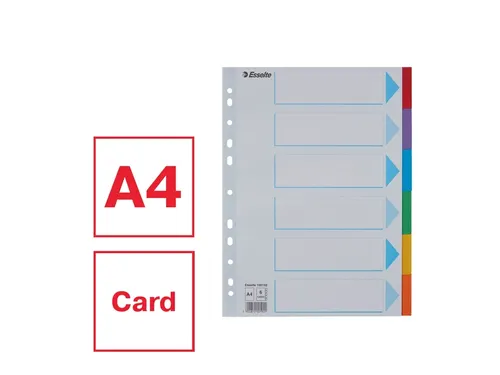 Tabbladen Esselte A4 11-Gaats Karton 6-Delig Kleur
