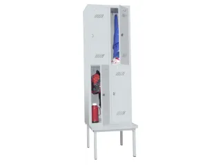 Garderobekast 2150x630x800mm 2x2 Vakken Zitbank Ral7035 Front Ral7035 - 4