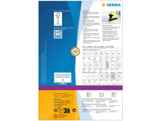 HERMA 4471 CD-etiketten Maxi A4 Ø116mm/41mm mat Wit 200 stuks