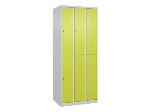 dubbeldekse locker,HxBxD 1850x750x500mm,3x2vak.,vak B 250mm,cil.-slot