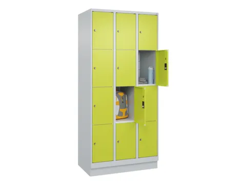 lockerkast,HxBxD 1950x900x500mm,3x4vakken,vak B 300mm,cil.-slot,sokkel
