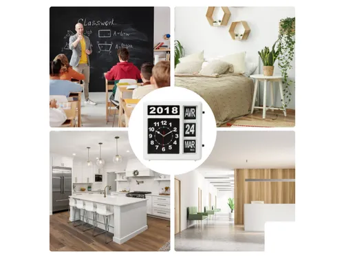 Flipover Wandklok Met Kalender 31x31cm Frans
