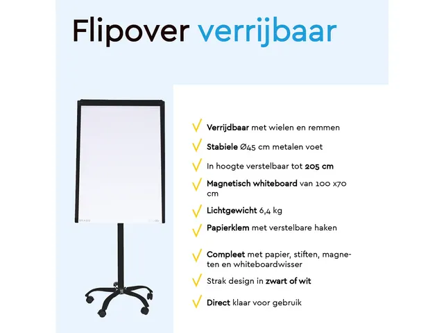 BRASQ Flipover Mobiel 70x100cm Magnetisch Zwart inclusief accessoires