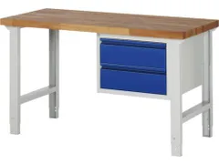 établi RAL7035/RAL5010 HxlxP 790-1140x1500x700mm plateau hêtre