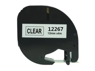 Labeltape Dymo Compatible Letratag 12267 12mm Zwart Op Transparant - 1
