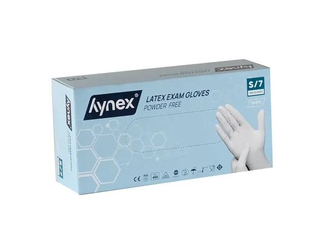 Handschoen Hynex latex S wit 5gr 100 stuks