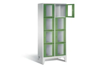 Lockerkast 1850x810x500mm 2x4 vakken Cilinderslot Poten, RAL6011 - 1