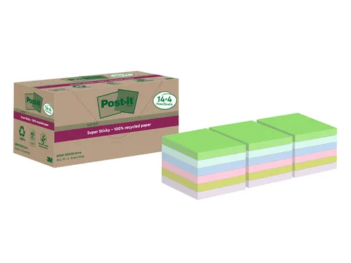 Memoblok Post-it 654 RSS12COL 76x76mm colour 14+4 gratis