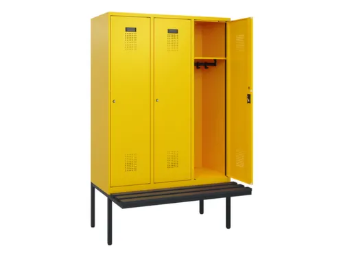 locker met bank,HxBxD 1950x1200x815mm,3vak,vak B 400mm,cilinderslot