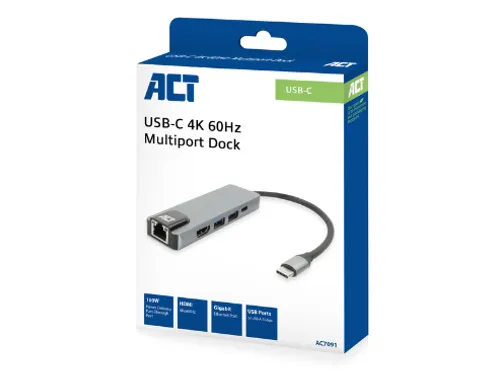 Dockingstation ACT USB-C 4K voor 1 HDMI monitor