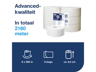 Toiletpapier Tork 120272 T1 Jumbo 2-laags Wit Advanced - 8