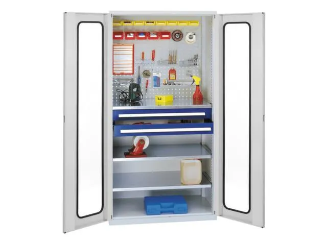 werkplaatskast,HxBxD 1950x1000x600mm,3xStalen bodem,2lade(n),RAL5010