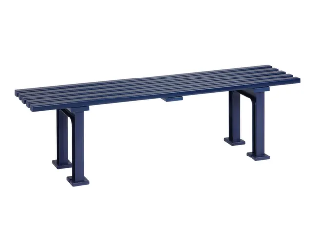 Kunststofbank 415x1500x370mm Zit H 415mm 5 Latten 2 Pootstellen Blauw
