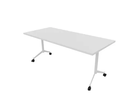 klaptafel,HxBxD 750x1800x700mm,hoekig,T-voet wit,ovale buis,blad wit