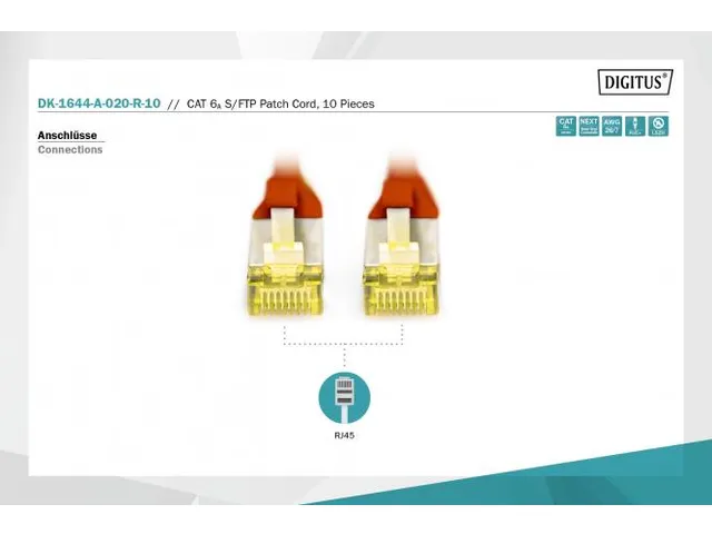 CAT 6A S/FTP PATCH CORD 10P AWG 26/7 2m