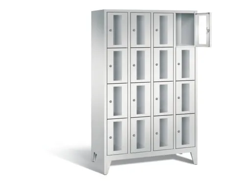 Lockerkast 1850x1190x500mm 4x4 vakken Cilinderslot Poten, RAL7035