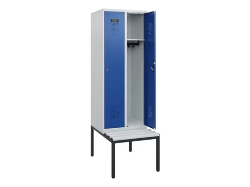 locker met bank,HxBxD 1950x600x815mm,2vak,vak B 300mm,cilinderslot