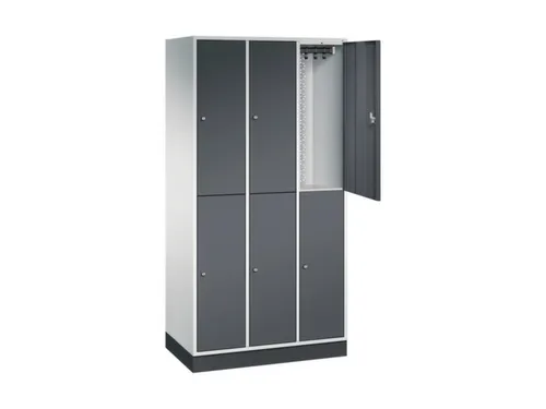 Dubbeldekse garderobekast,HxBxD 1950x920x500mm,3x2vak.,vak B 260mm
