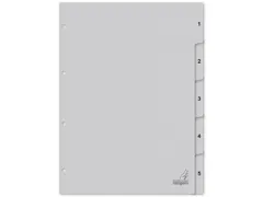 Tabblad ECO Kangaro A4 cijfers 180 grams grijs karton 4-gaats 5-delig