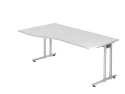 bureau in vrije vorm,HxBxD 740x1800x800/1000mm,blad wit