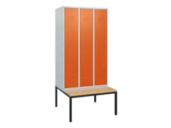 locker met bank,HxBxD 1950x900x815mm,3vak,vak B 300mm,cil.-slot
